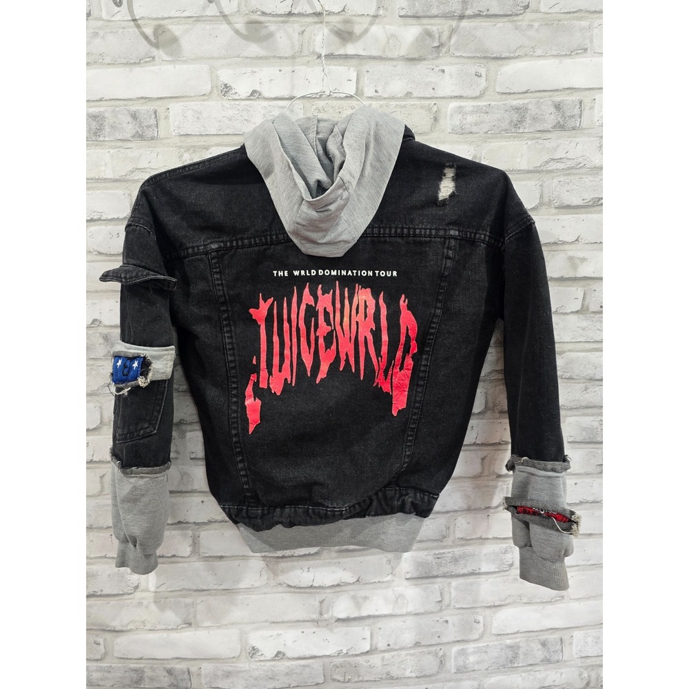 Juice World Jacket Denim Sweatshirt Adult Small Patches Grunge Distress S